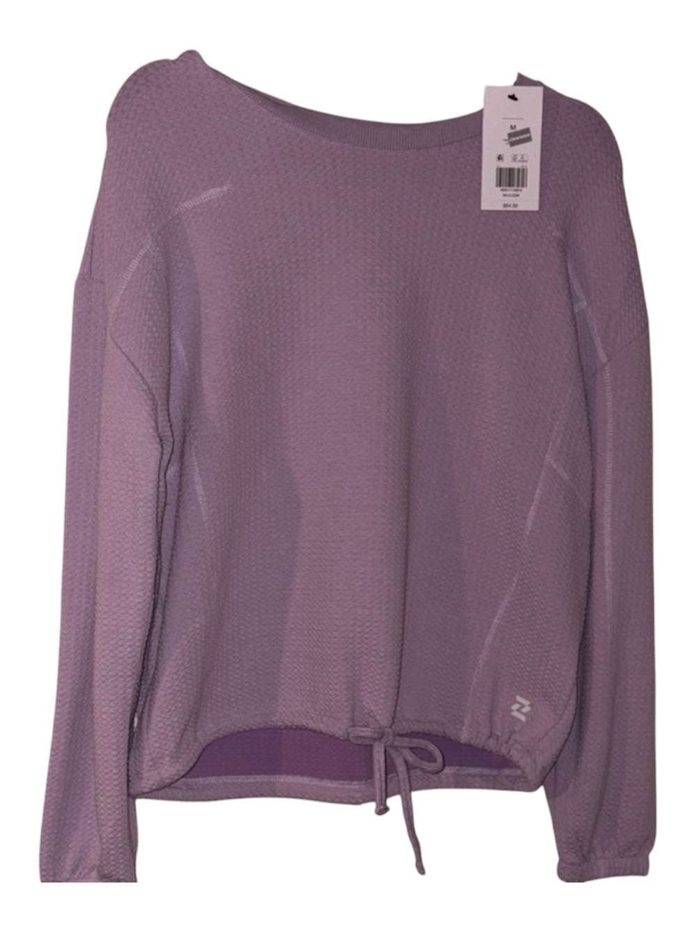 ZELOS Medium Lavender Long Sleeve Thermal Top with cute drawstring